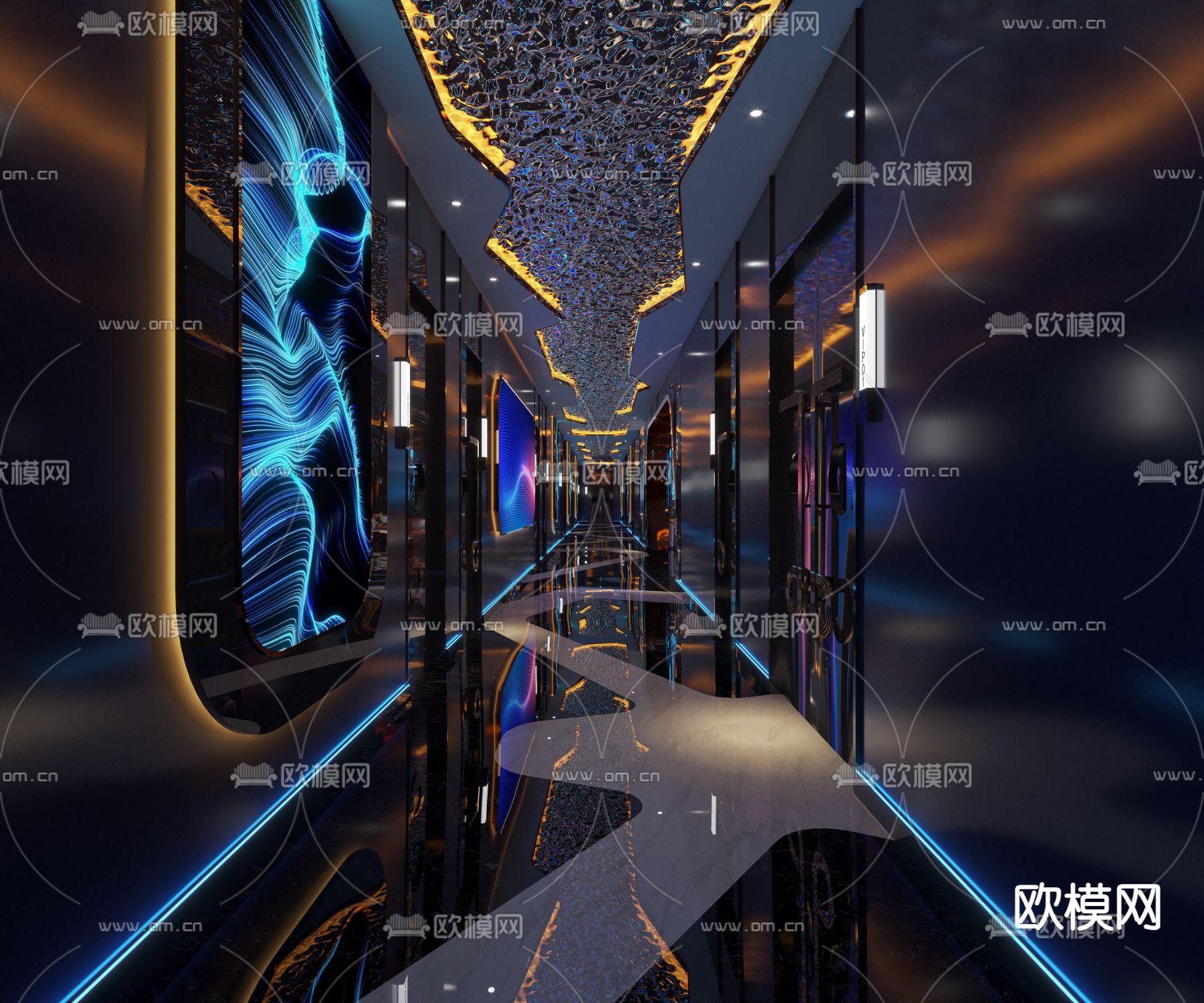 轻奢KTV过道3d模型下载