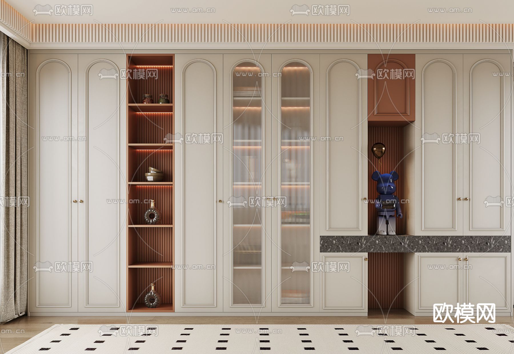 法式装饰柜 陈列柜3d模型下载