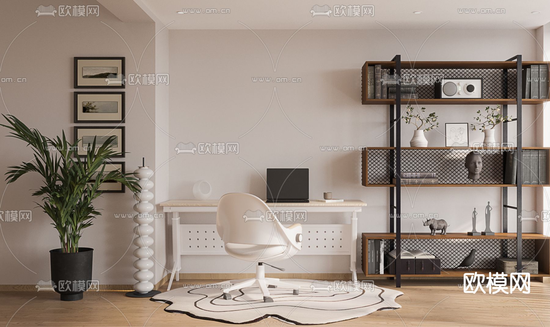 书桌 电脑桌 学习桌3d模型下载