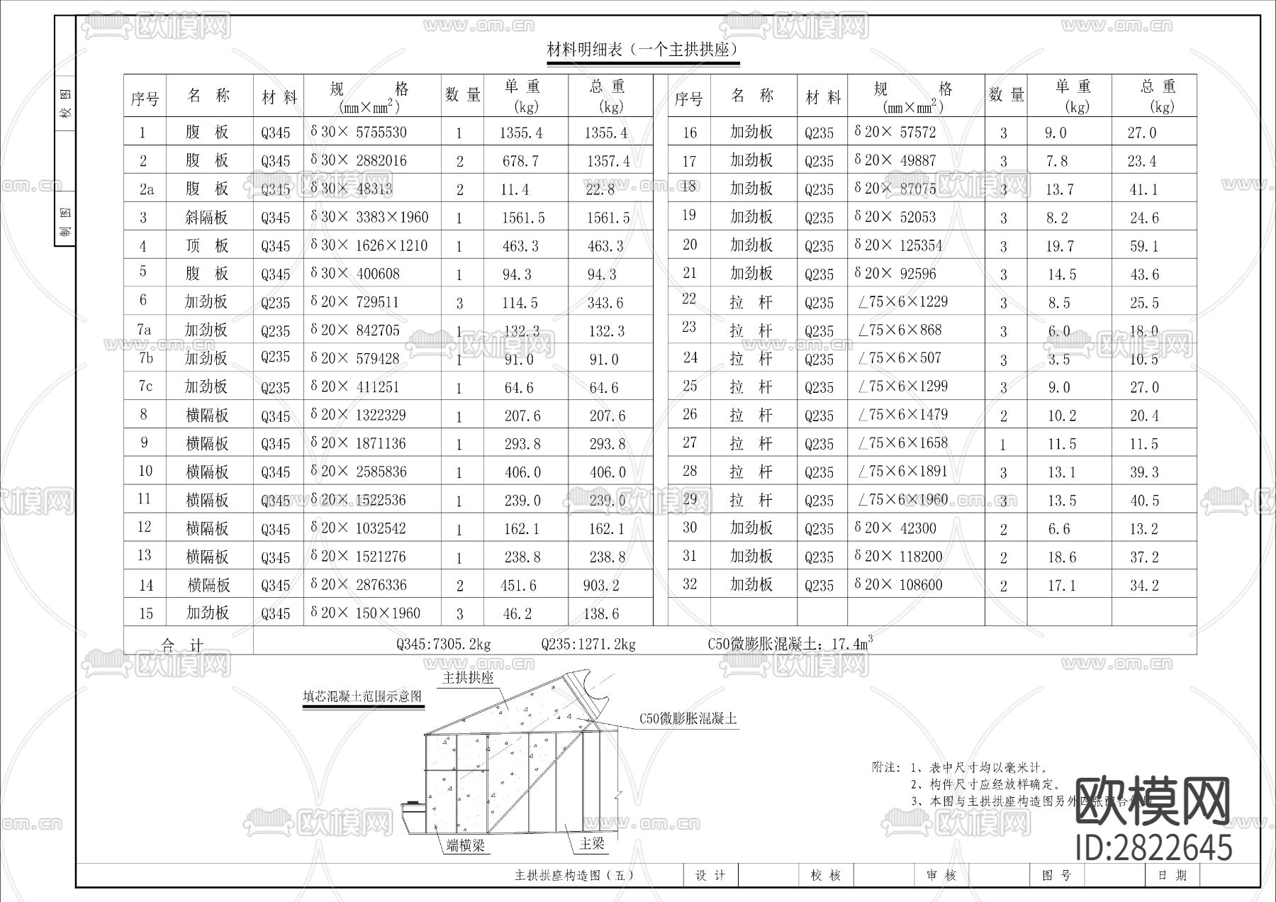 主拱拱座构造图cad大样图下载（渲染图5）