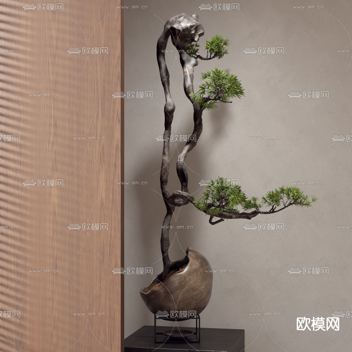 新中式盆栽 盆景 松树3d模型下载