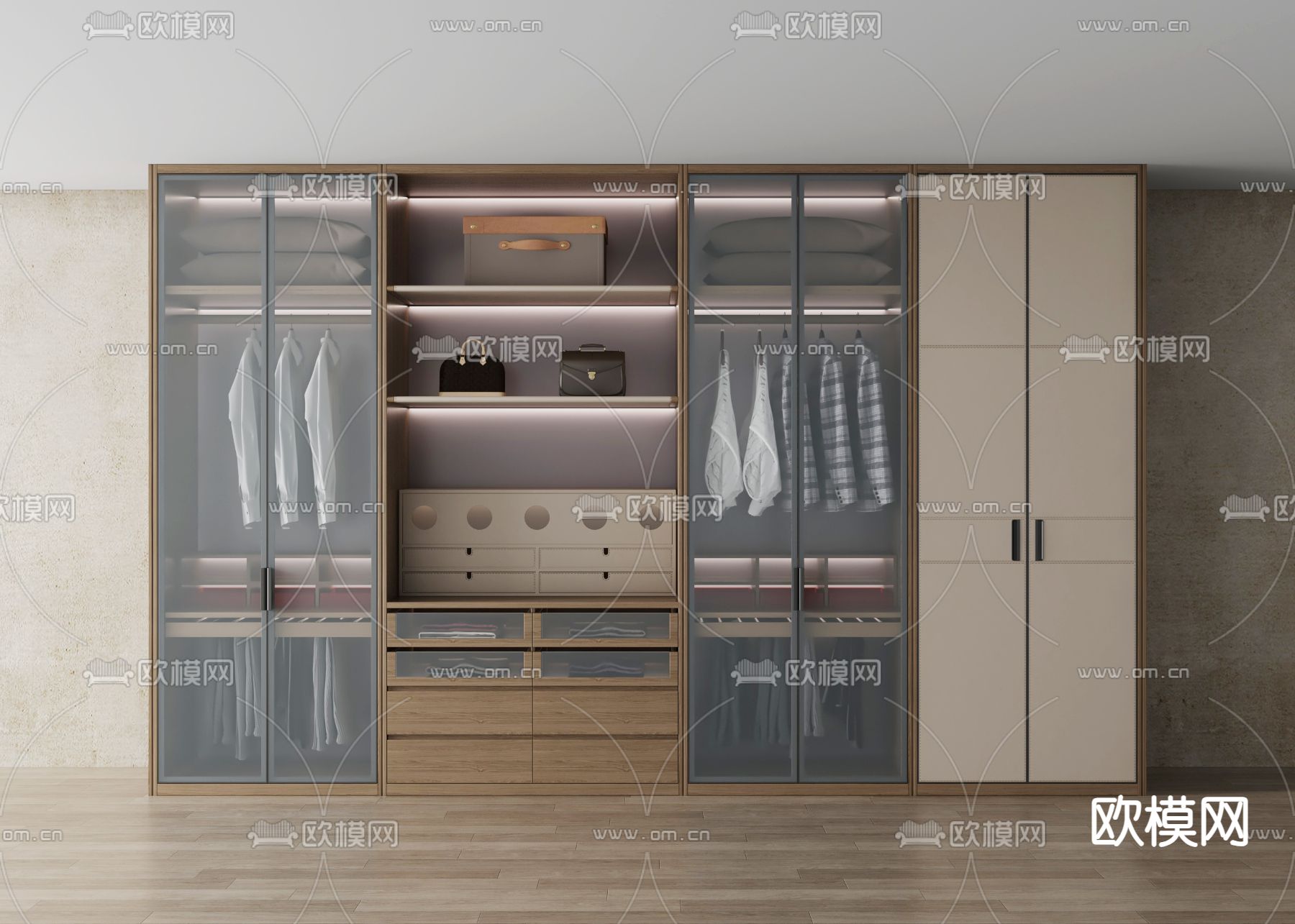 侘寂衣柜 衣橱3d模型下载