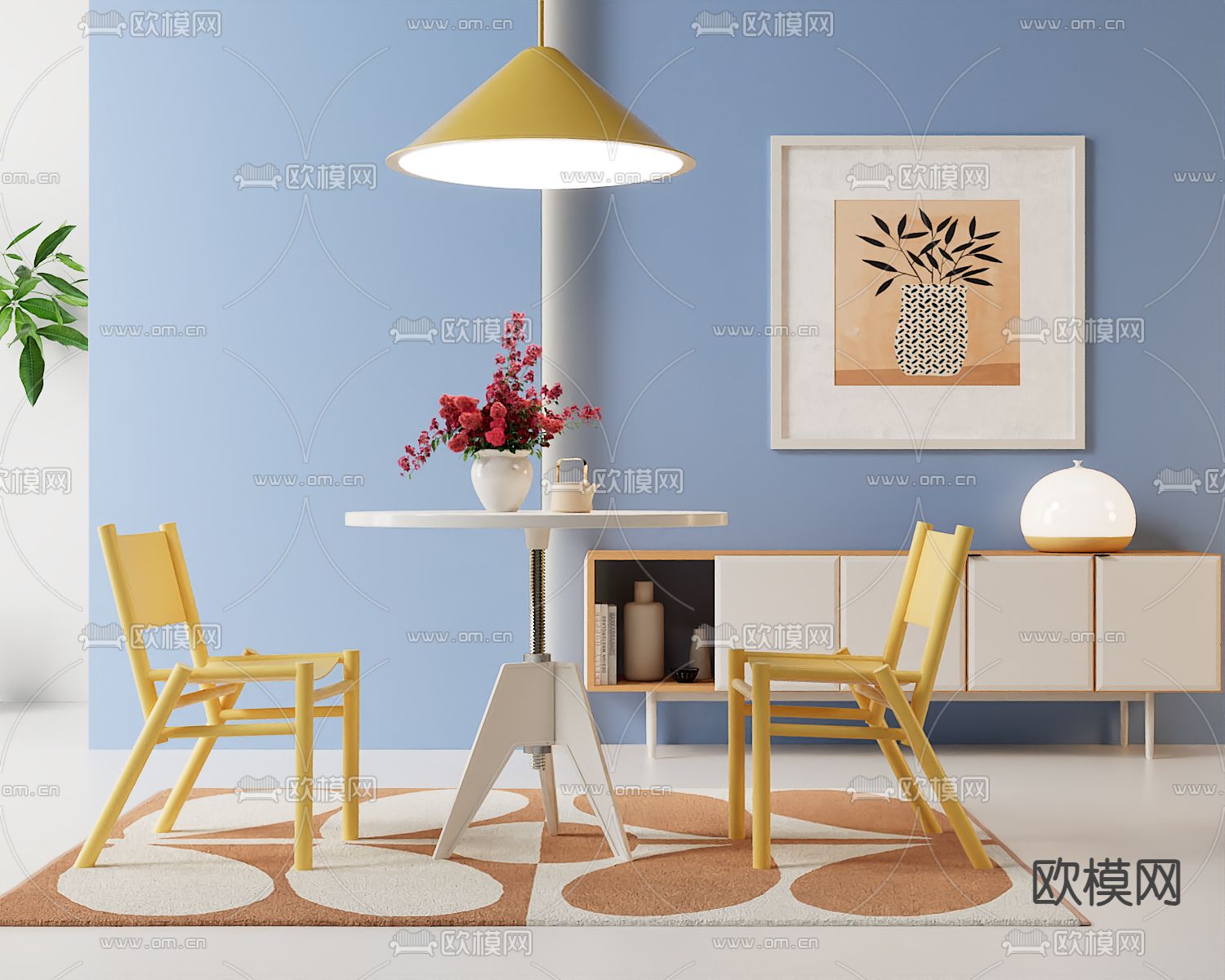 北欧餐桌椅 圆餐桌3d模型下载