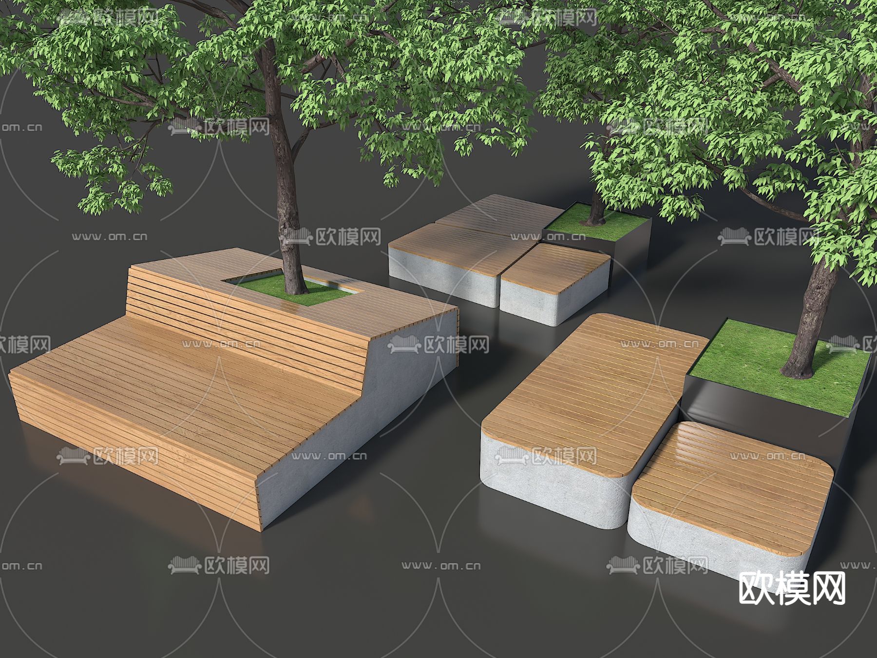 树池椅 公园椅3d模型下载