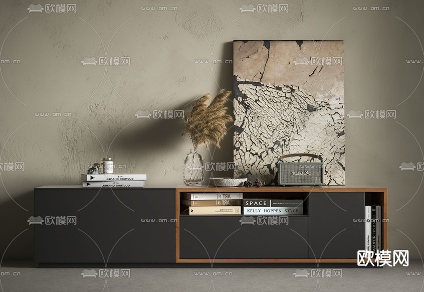 侘寂电视柜3d模型下载