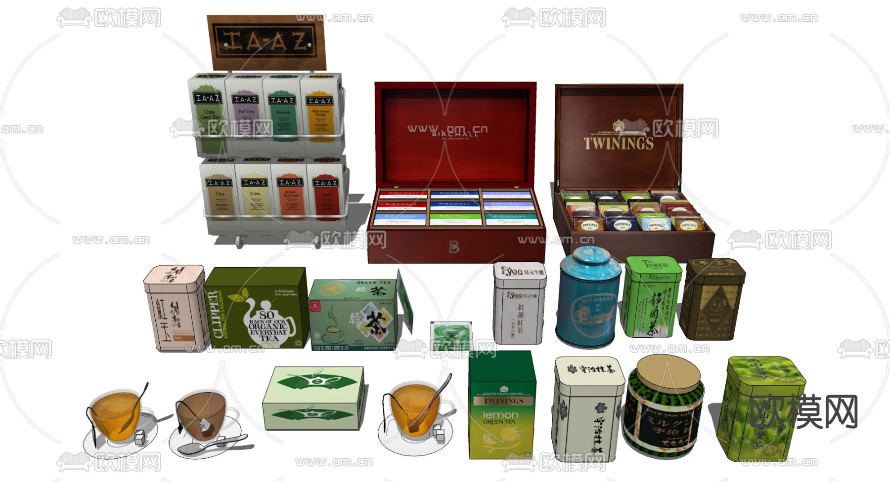 茶叶 茶包 茶盒su模型下载（渲染图1）