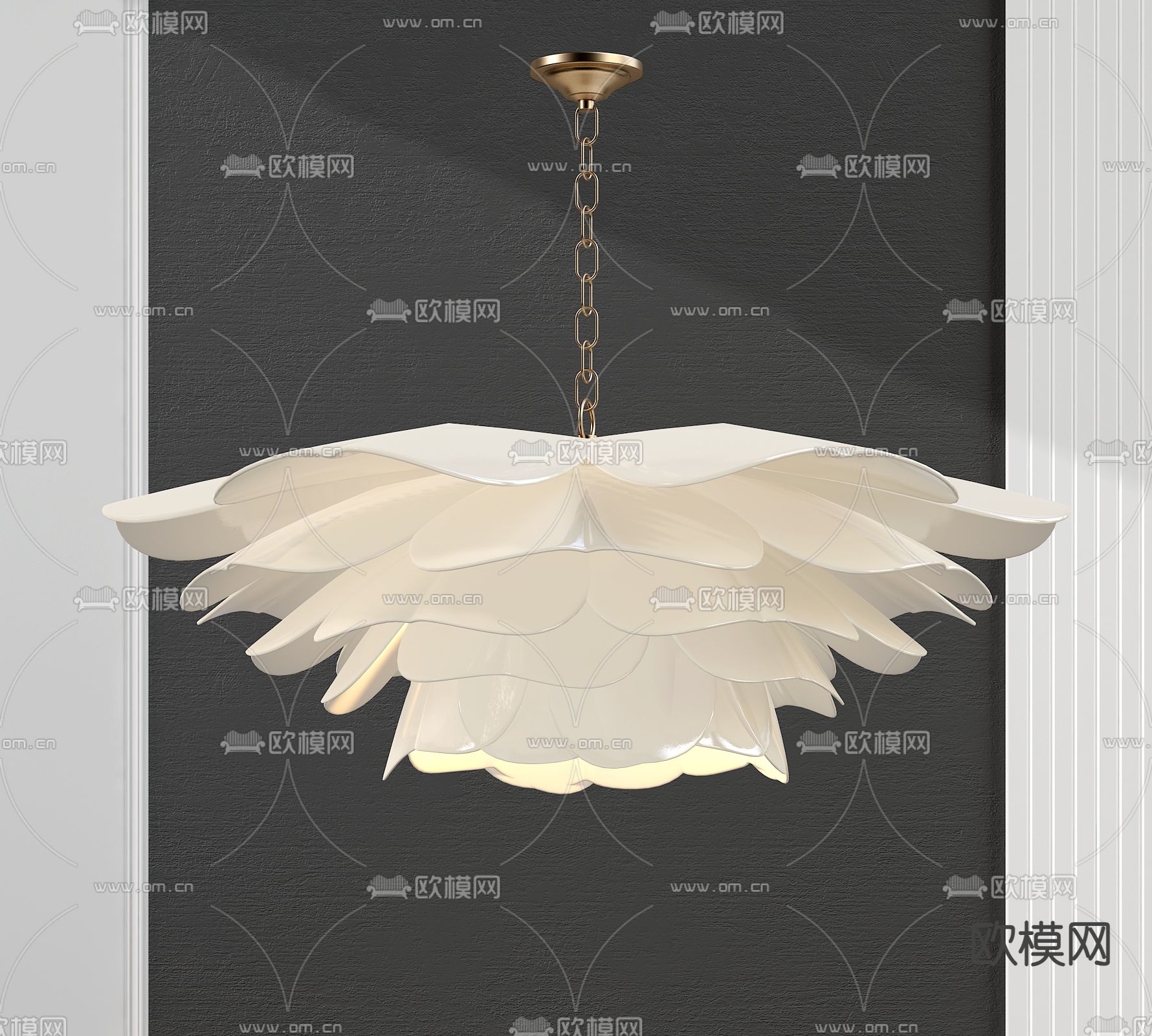 花卉吊灯 大厅吊灯3d模型下载_ID14252943_3dmax免费模型-欧模网