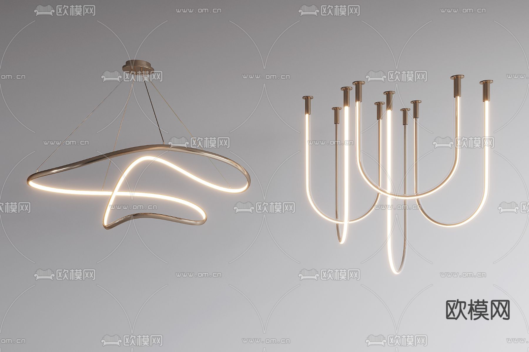 曲线吊灯3d模型下载