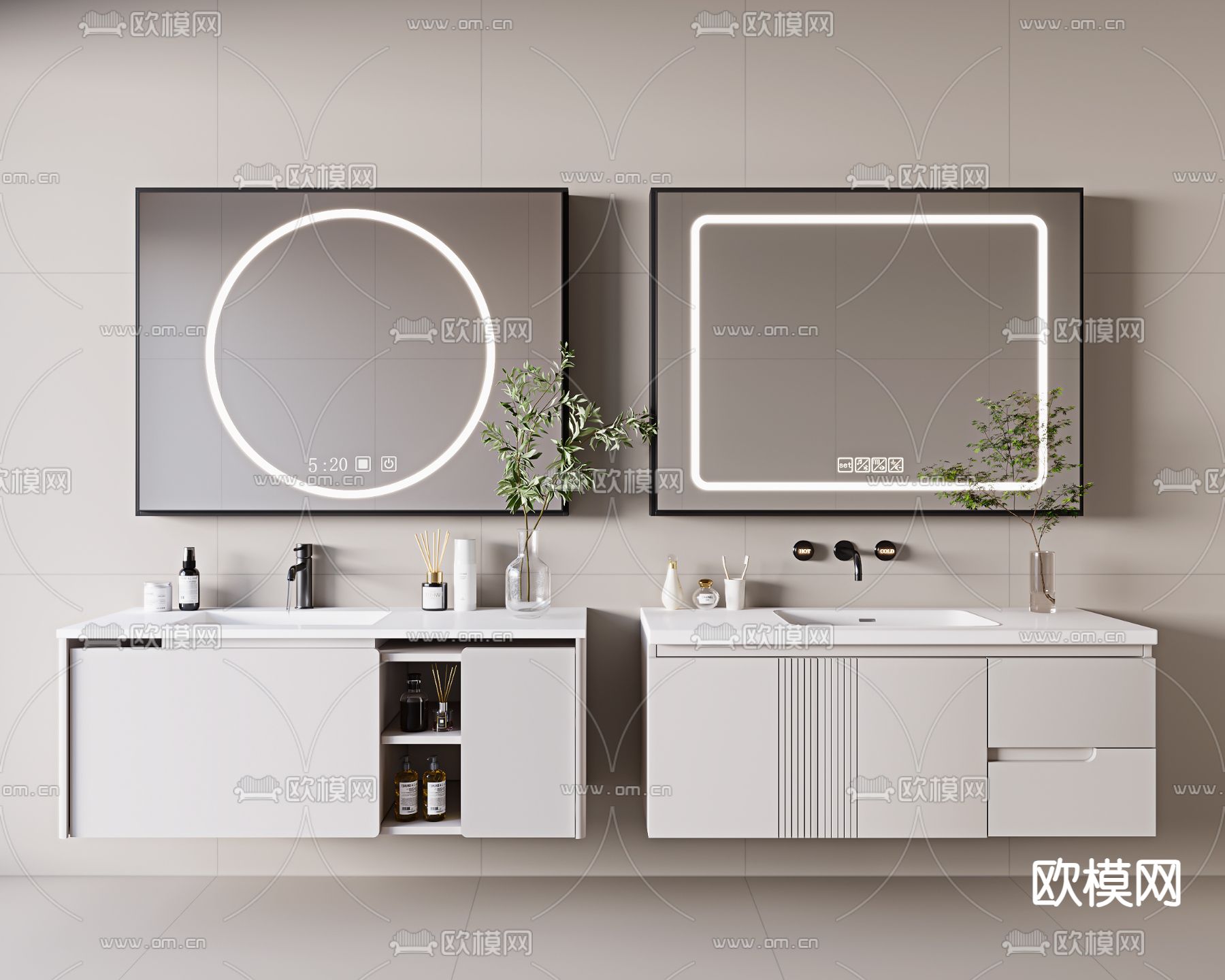 现代台盆 浴室柜 洗手台3d模型下载