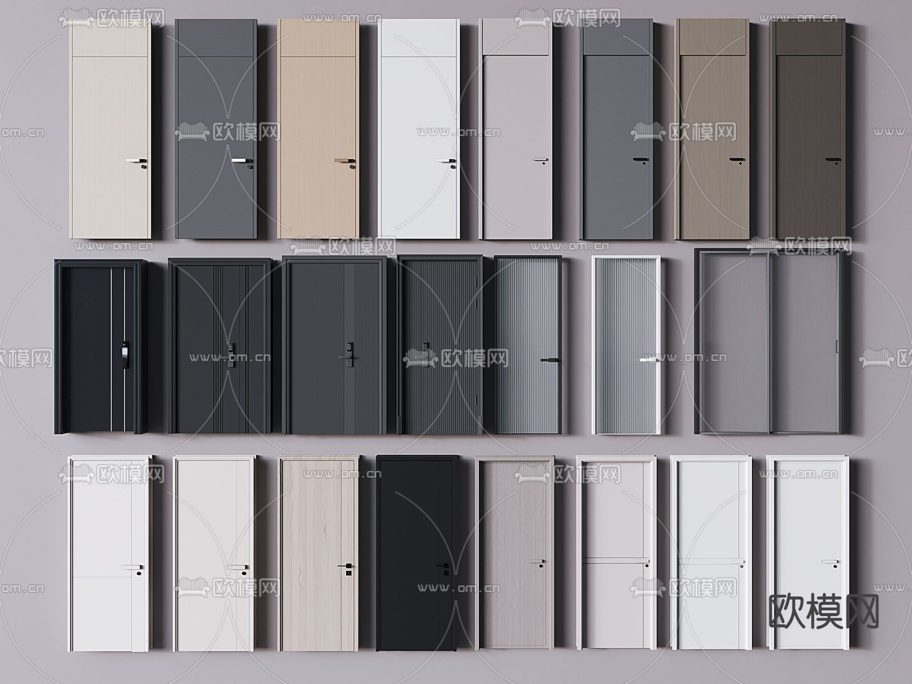 单开门 通顶门 入户门 推拉门3d模型下载