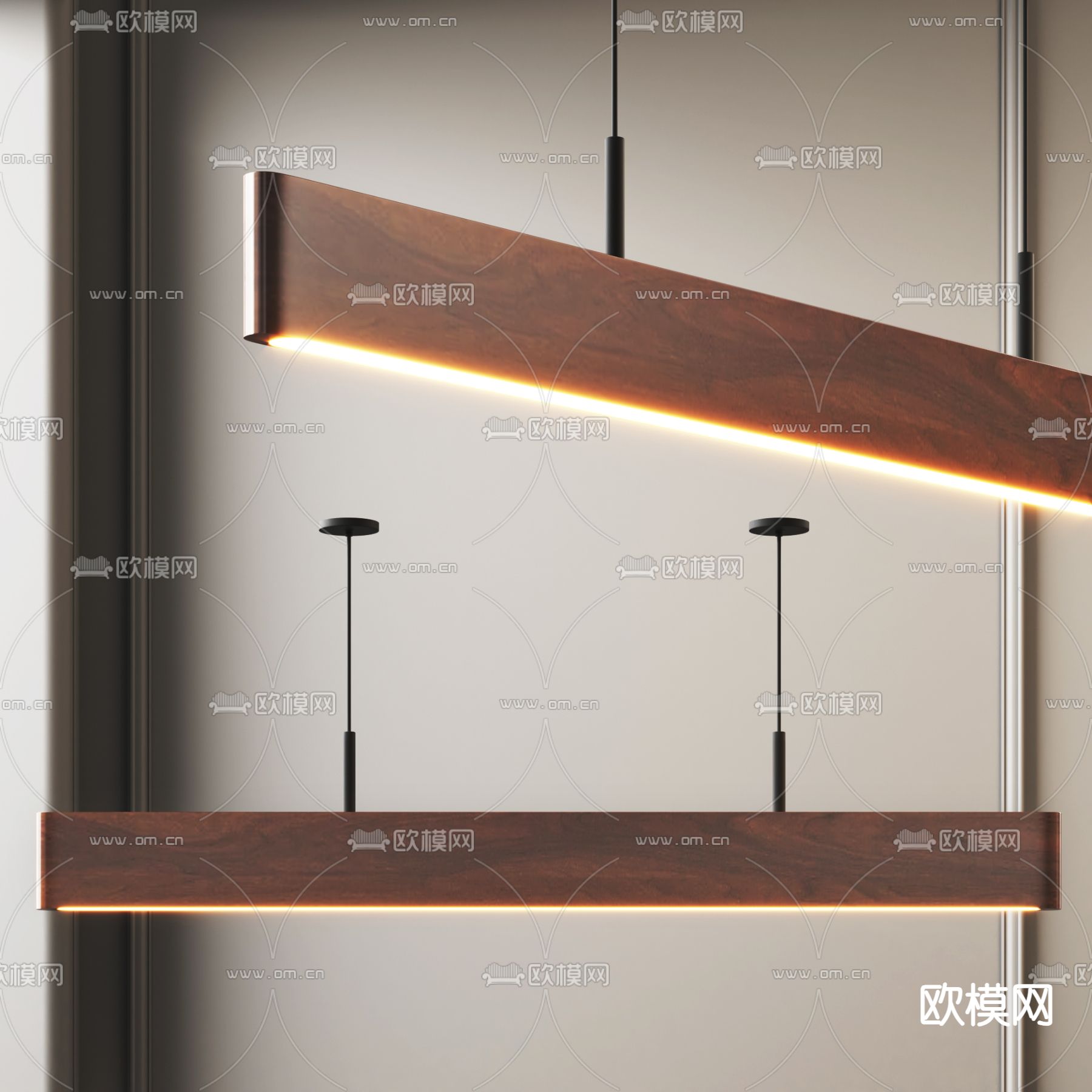 长吊灯 办公吊灯3d模型下载