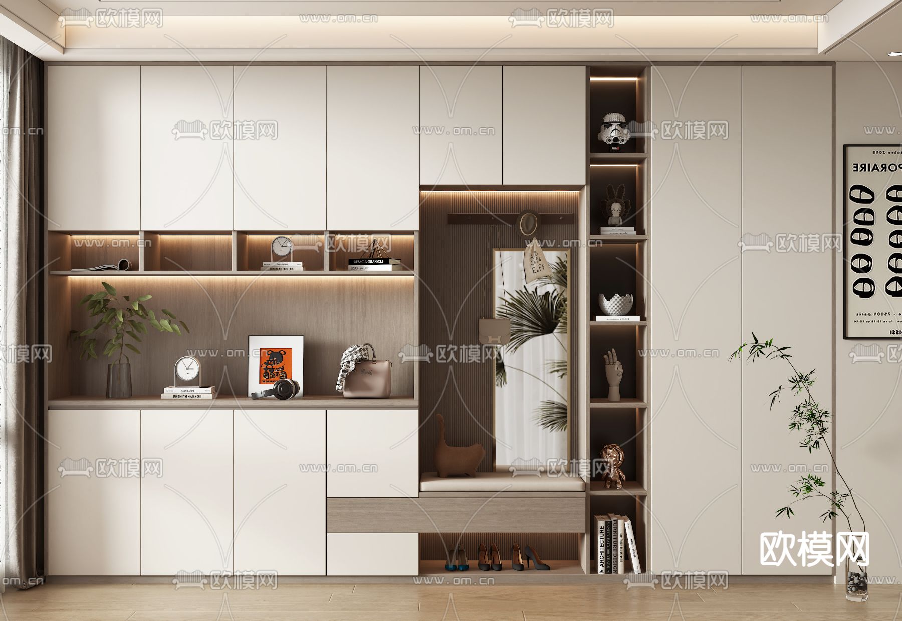 玄关鞋柜 鞋帽柜3d模型下载