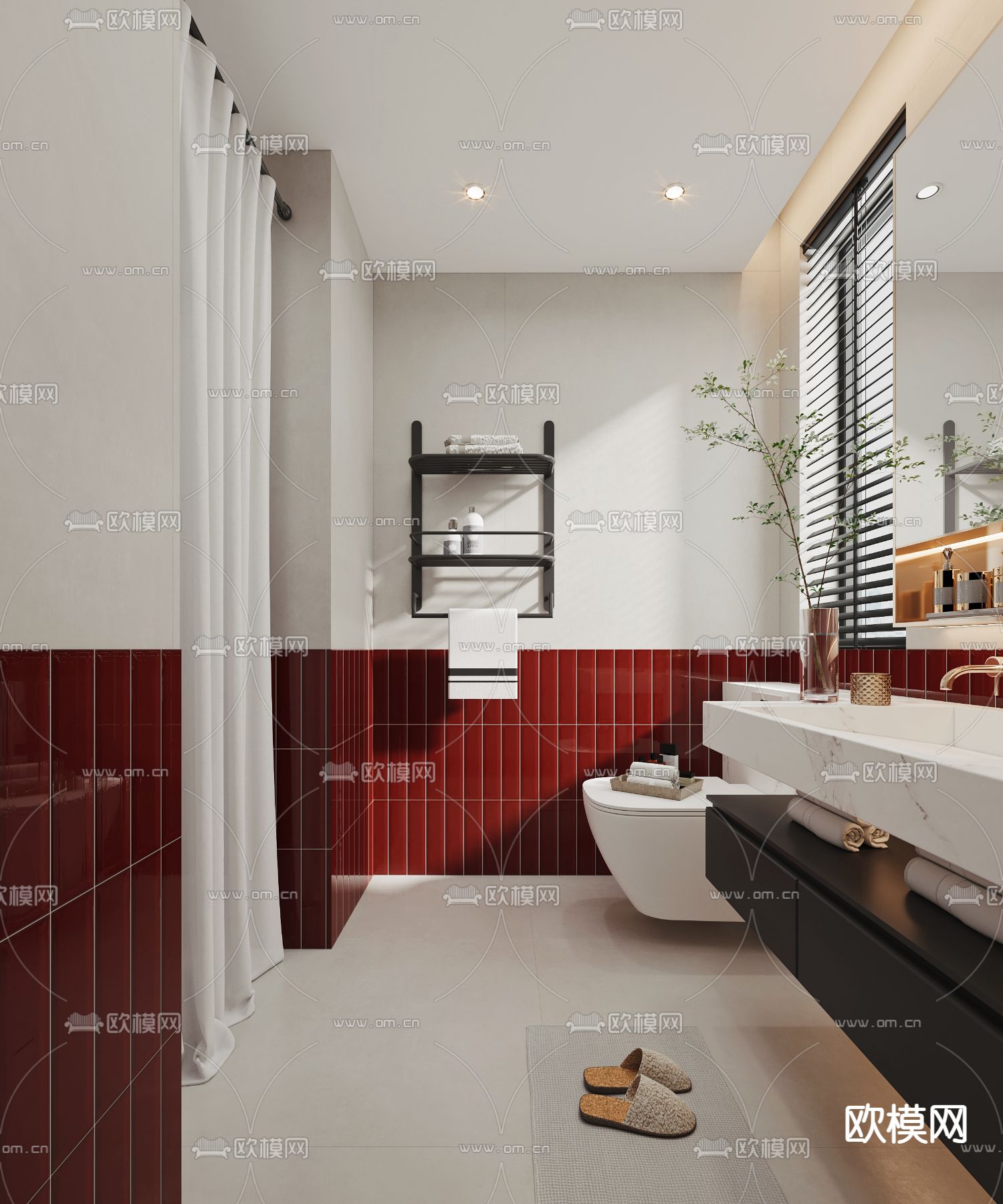 北欧卫生间 浴室su模型下载（渲染图1）