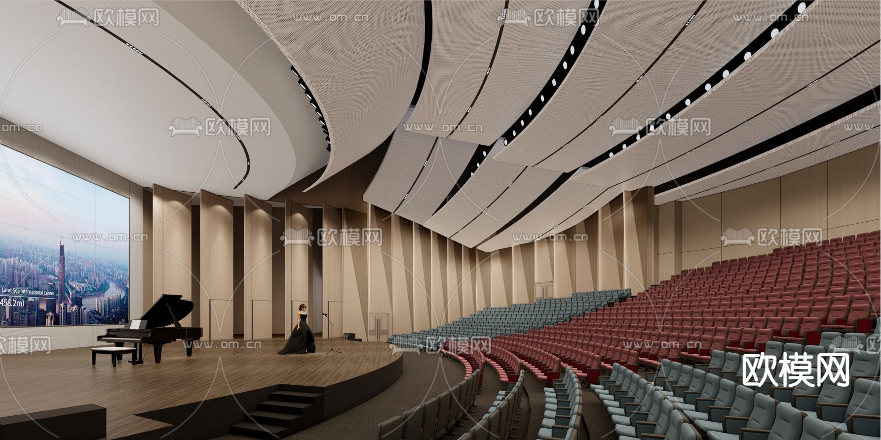 现代剧场 报告厅su模型