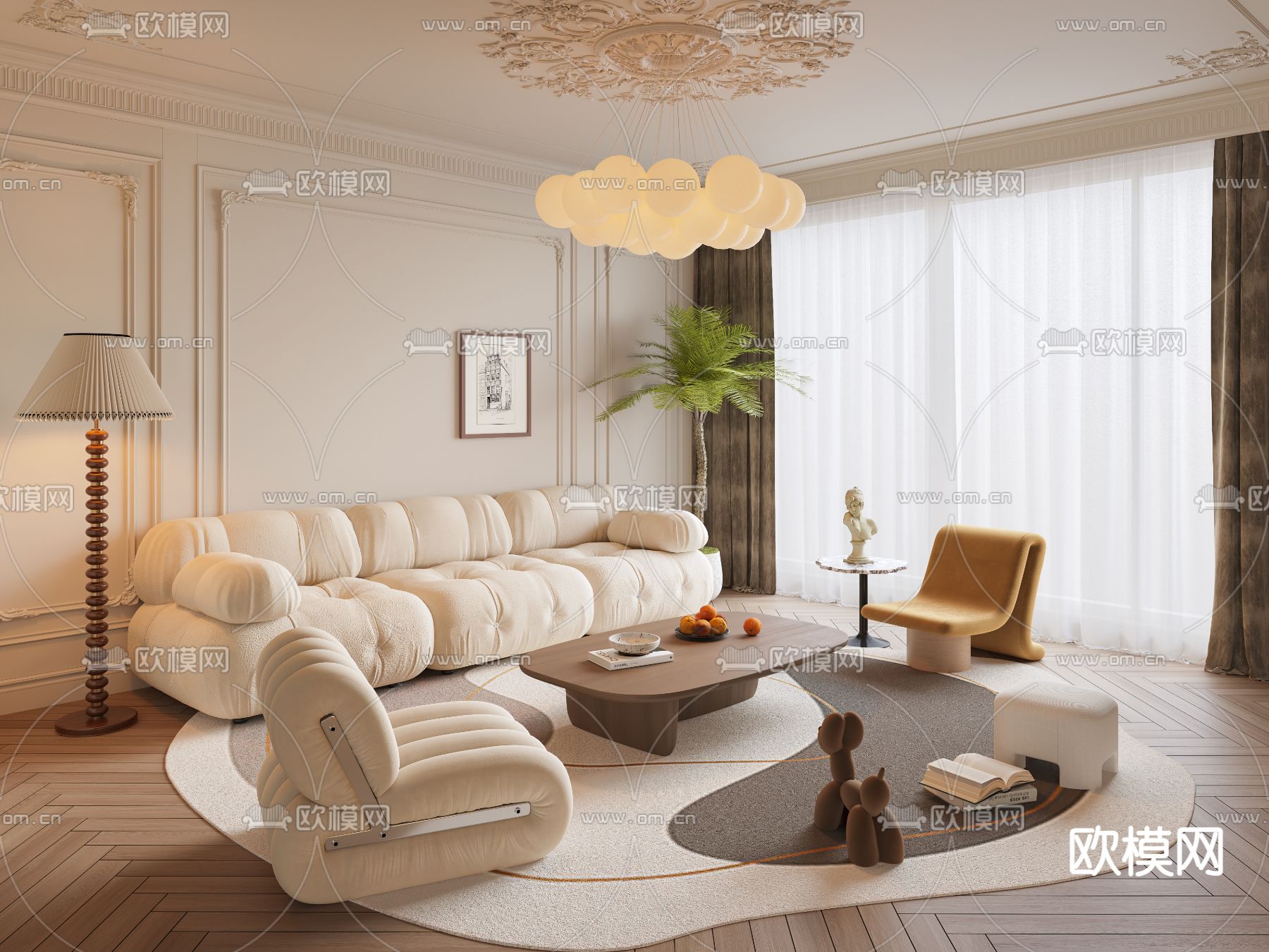 法式客厅3d模型下载