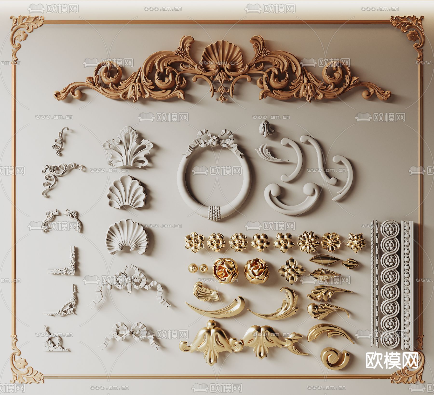 欧式雕花 角花su模型下载（渲染图1）