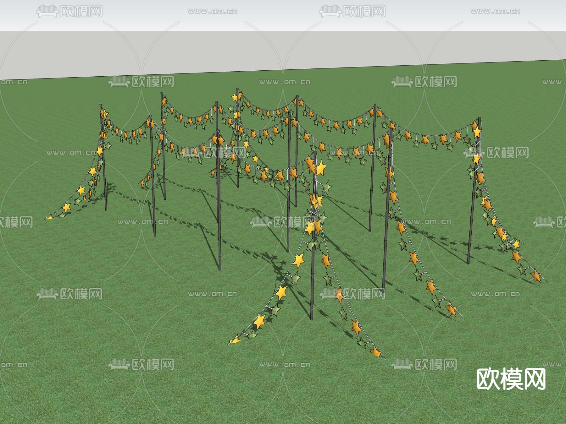 星星灯 氛围灯 户外装饰灯su模型下载（渲染图2）