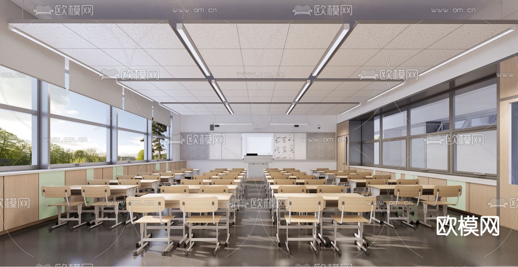 现代学校教室su模型