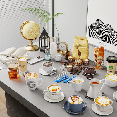  食物  咖啡 咖啡杯su模型 