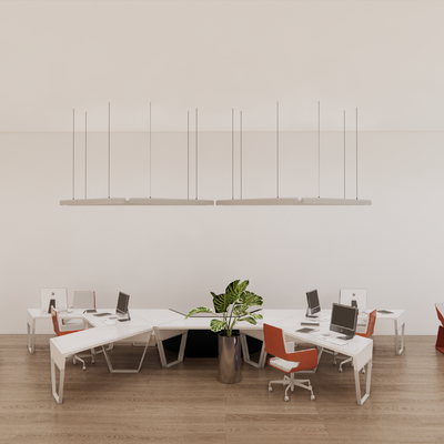  卡位办公桌 工位 职员桌su模型 