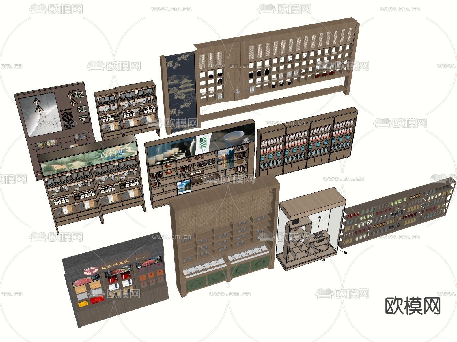 文创展架 商超货架 展柜su模型