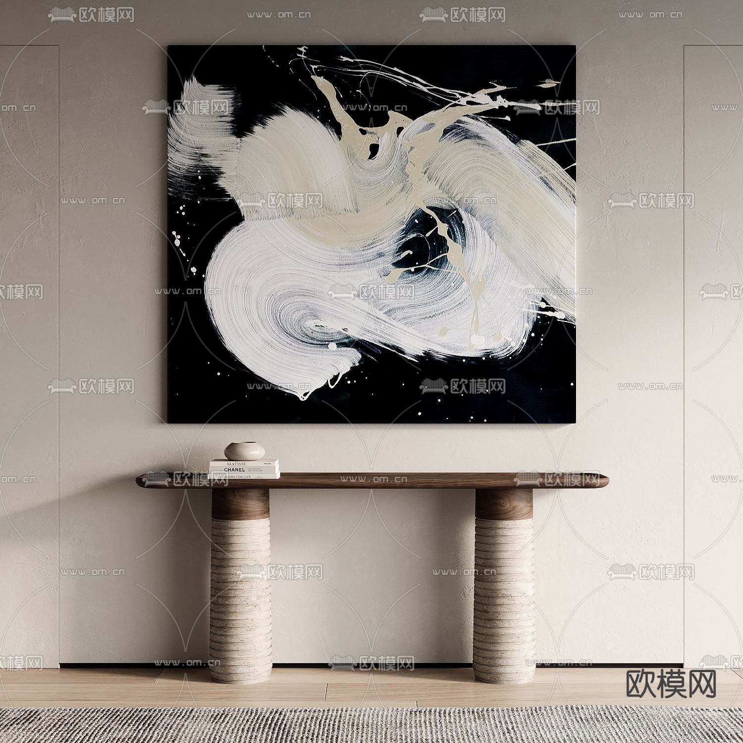 侘寂风挂画 抽象画 装饰画su模型