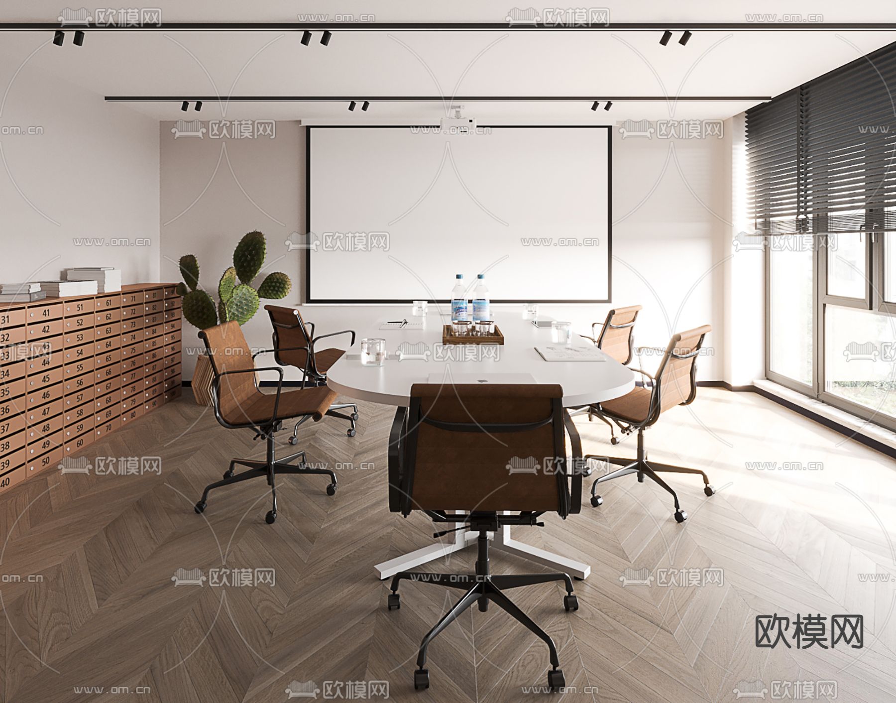 现代会议室su模型下载（渲染图1）
