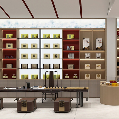 新中式人参补品店su模型