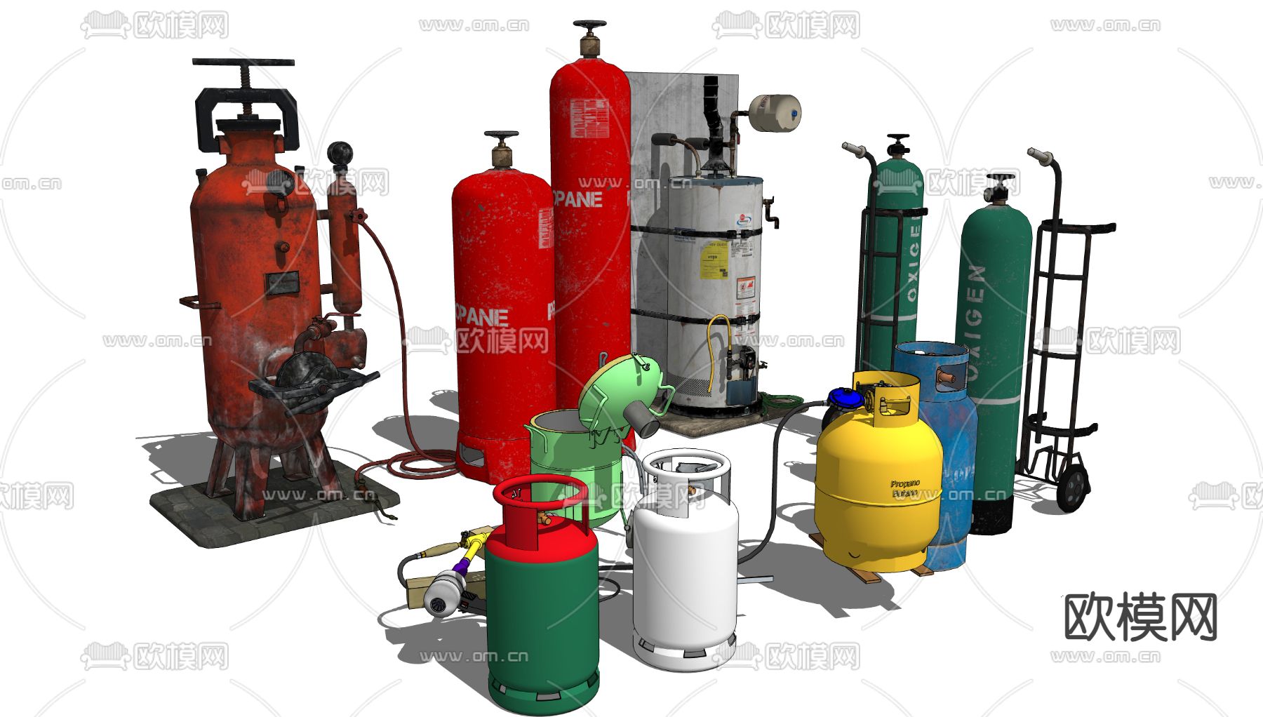 气焊机 煤气罐su模型下载（渲染图2）