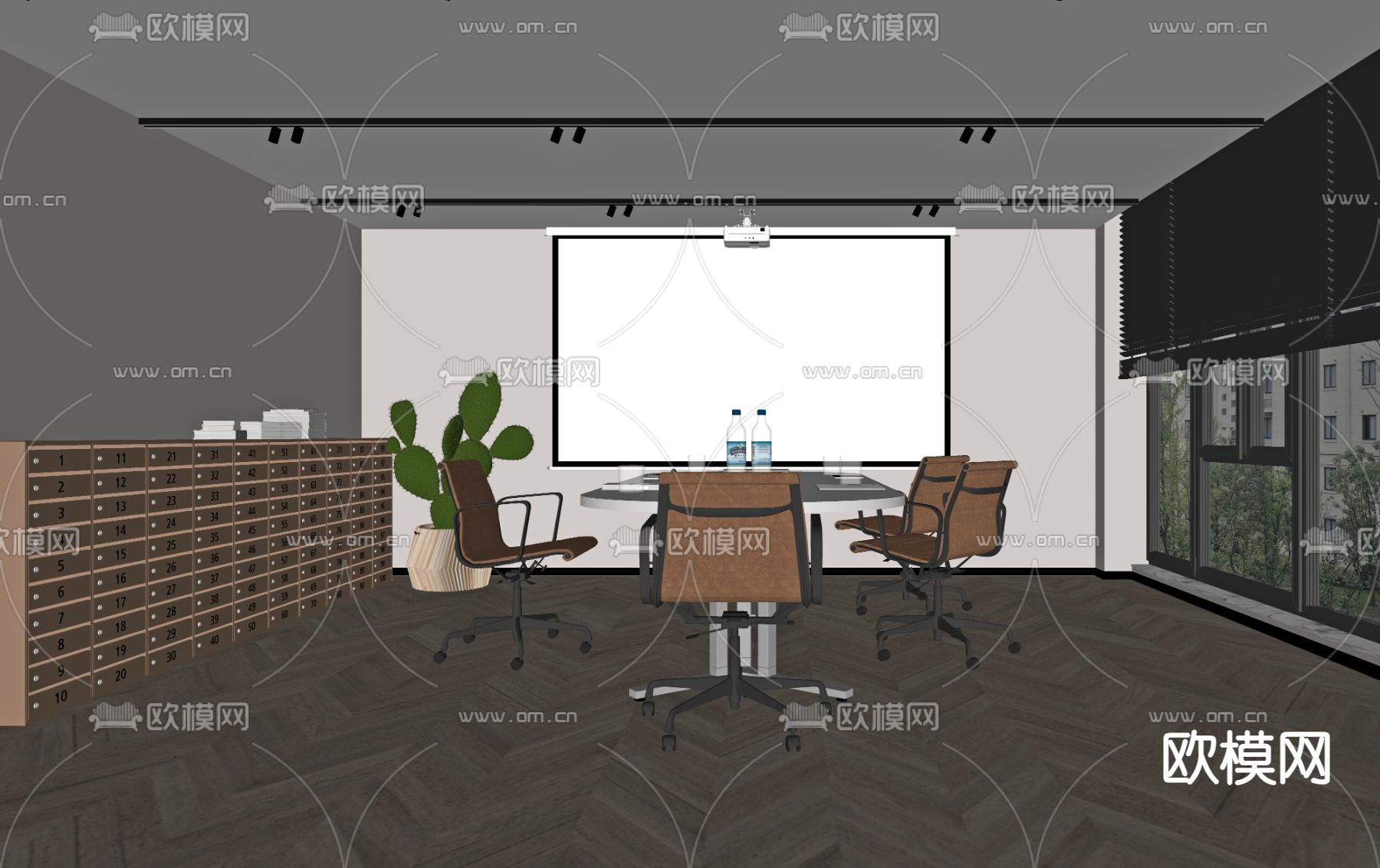 现代会议室su模型下载（渲染图2）