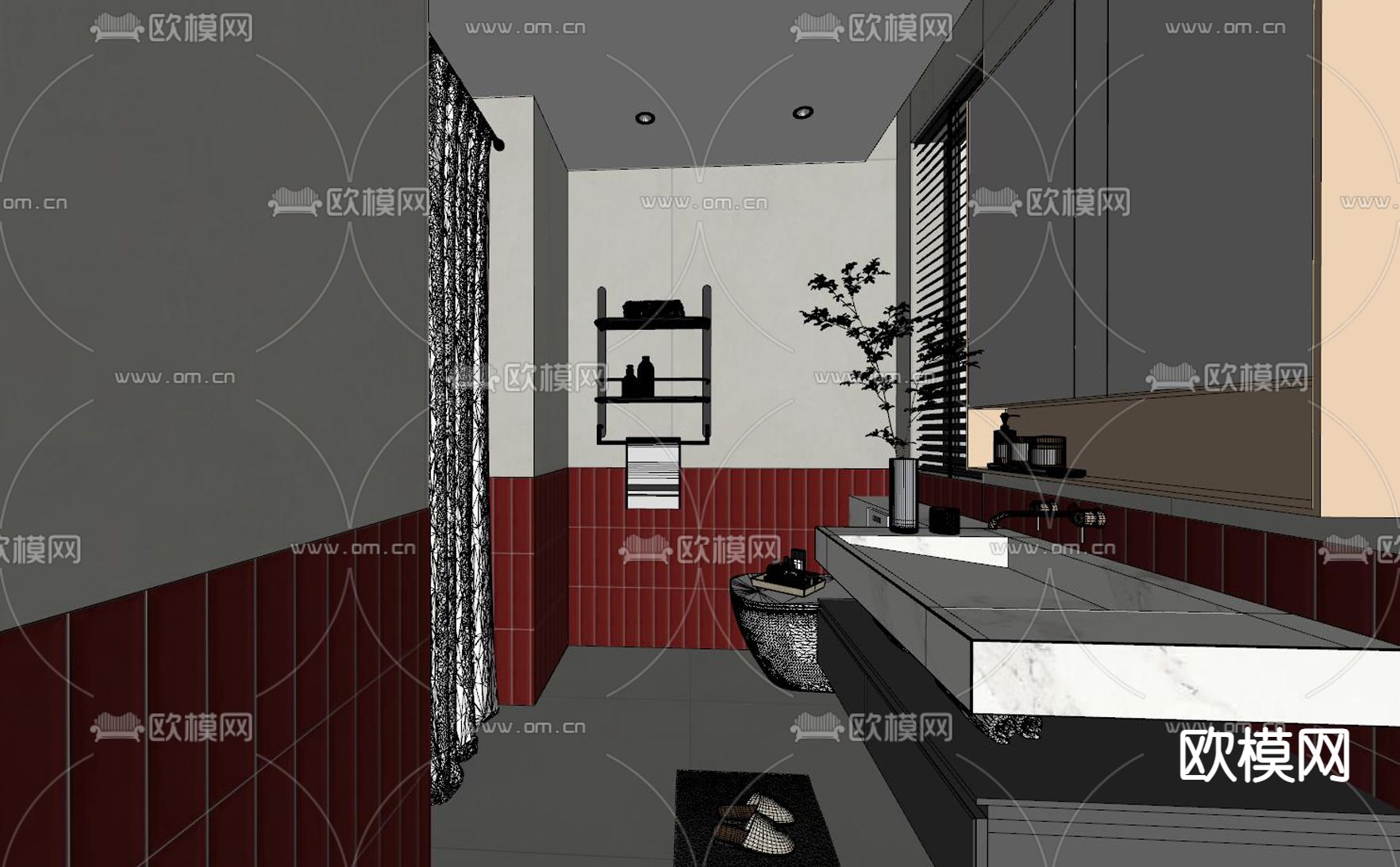 北欧卫生间 浴室su模型下载（渲染图2）