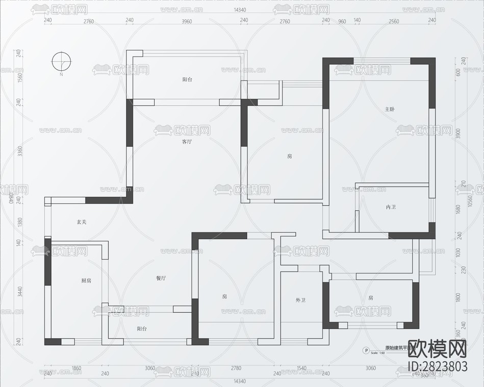 120平户型设计CAD +psdcad施工图-免费3dmax模型库-欧模网