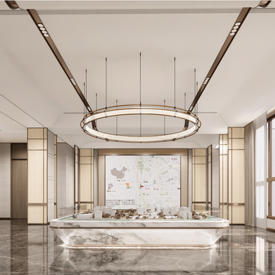  售楼处沙盘区su模型 