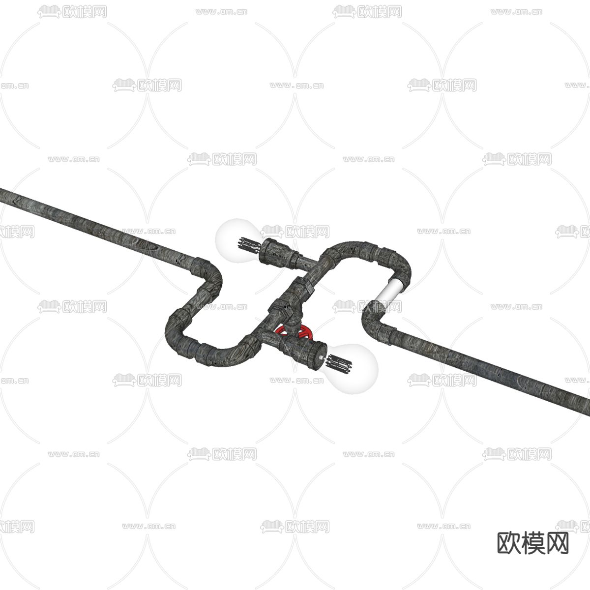 工业风吊灯su模型下载（渲染图2）