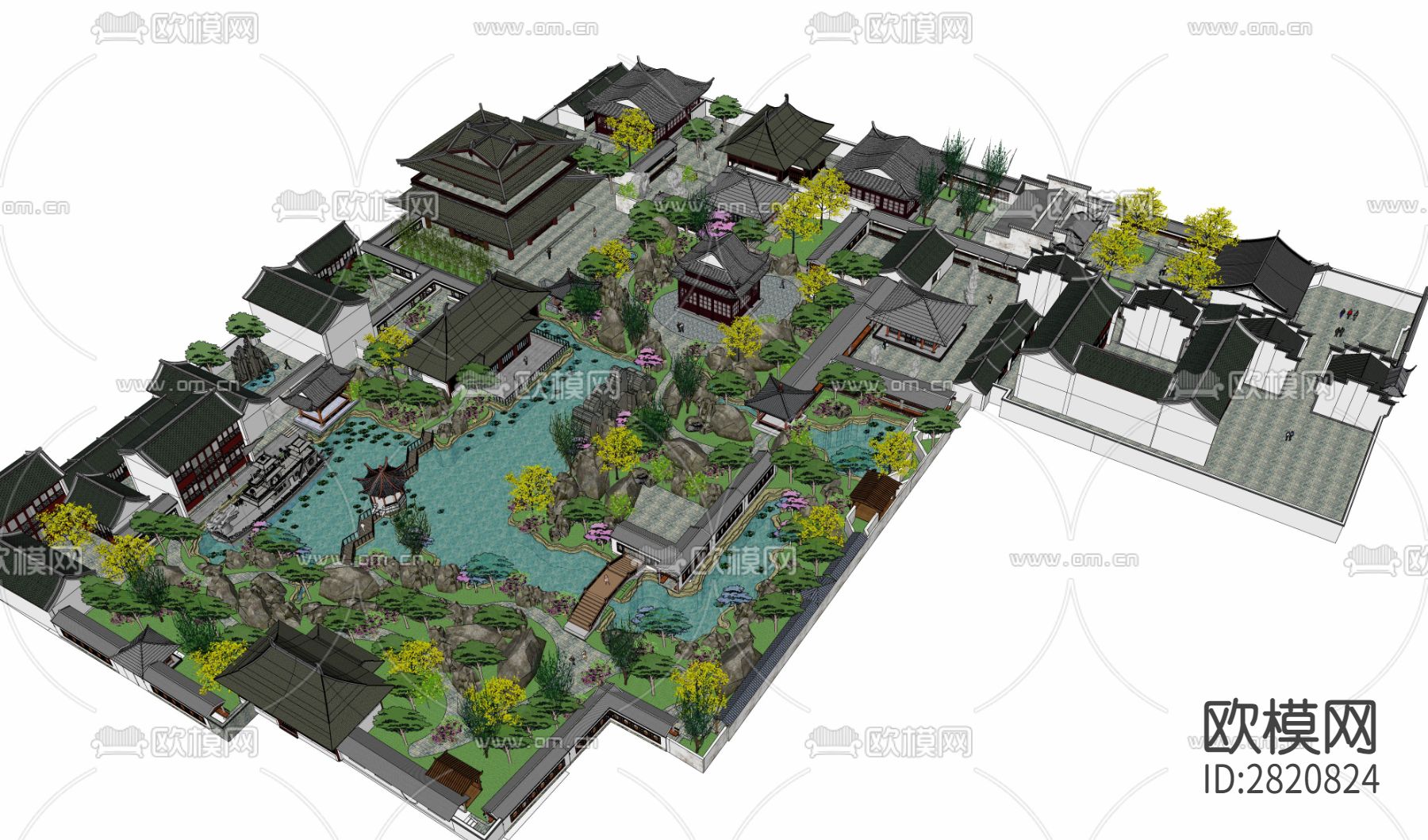 苏州园林景观cad施工图下载（渲染图4）