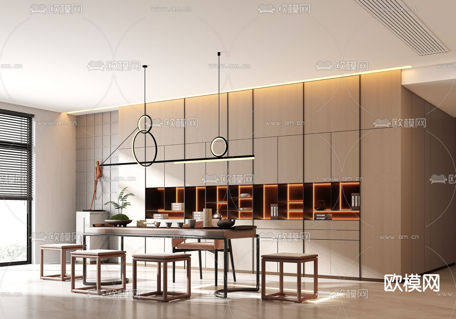 现代茶室3d模型下载