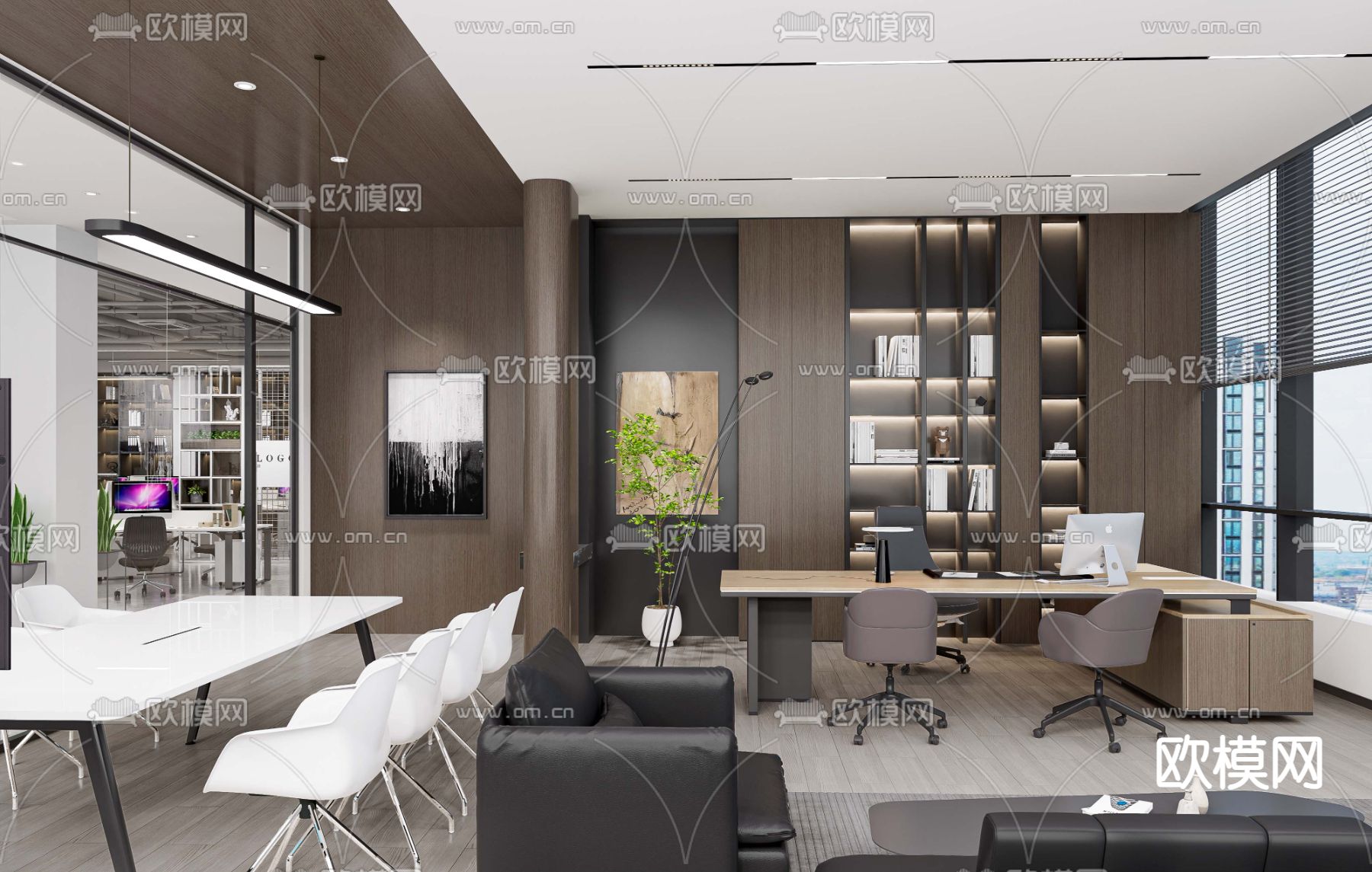 总经理室 董事长室su模型下载（渲染图1）