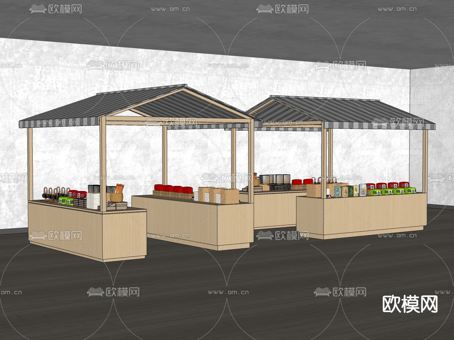 售卖摊位 文创产品展柜su模型