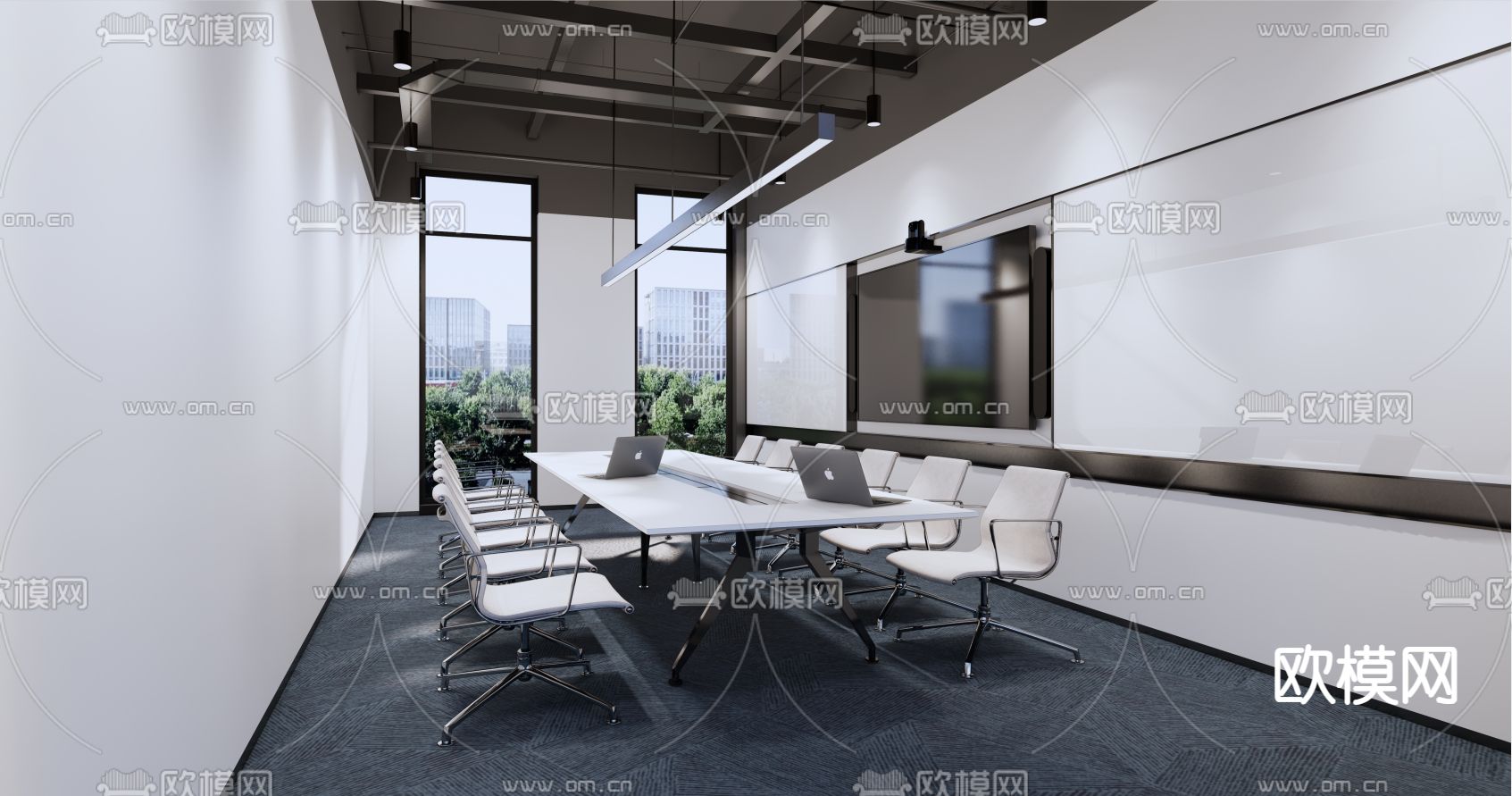 现代会议室su模型