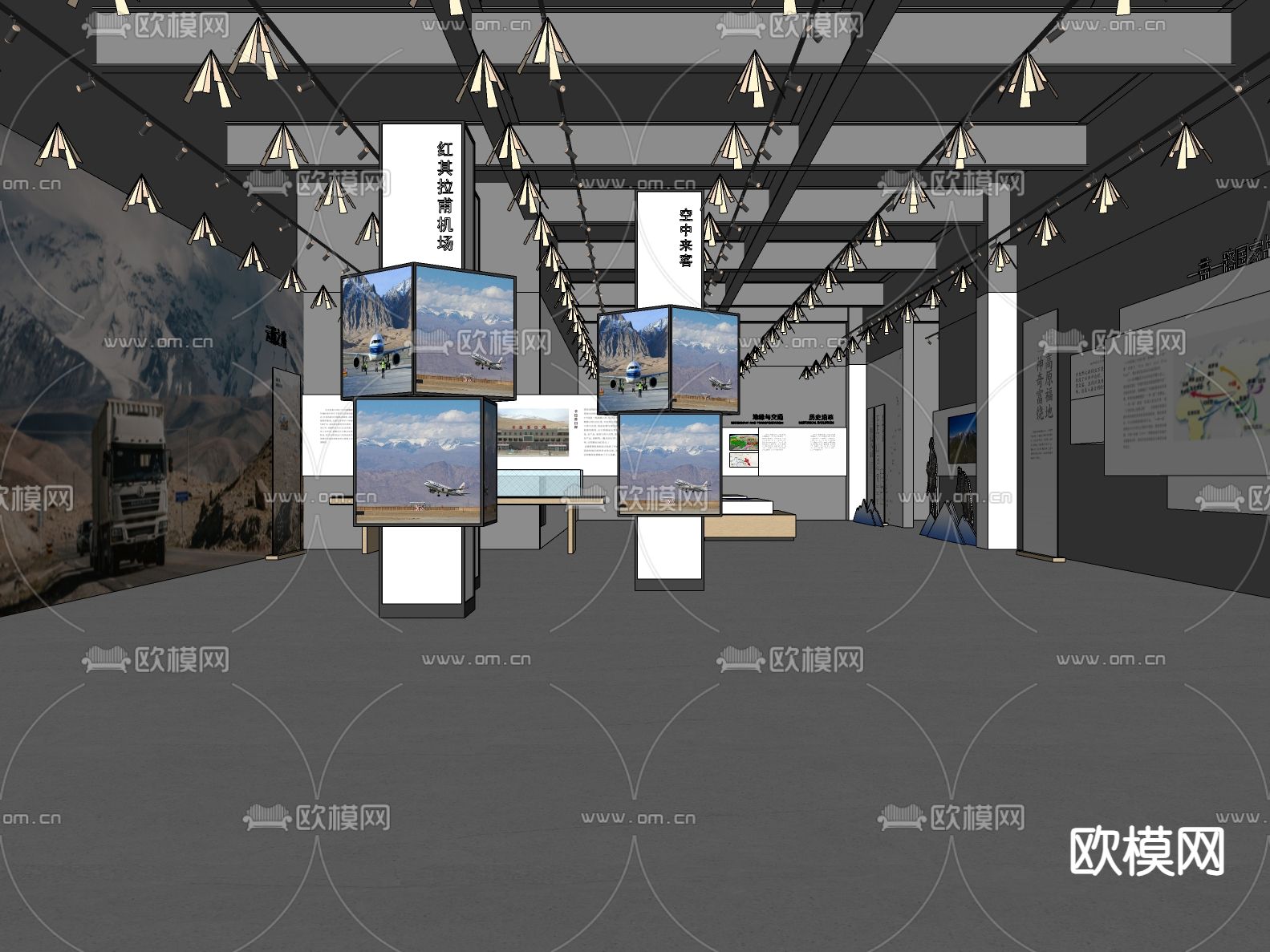 现代博物馆 展厅su模型