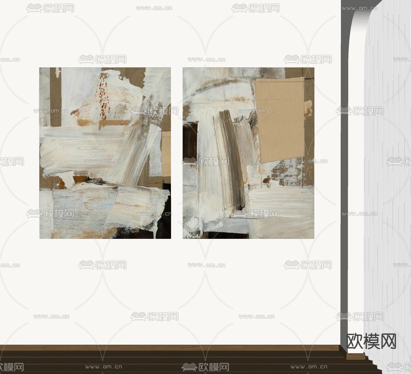 现代挂画 抽象画 装饰画su模型