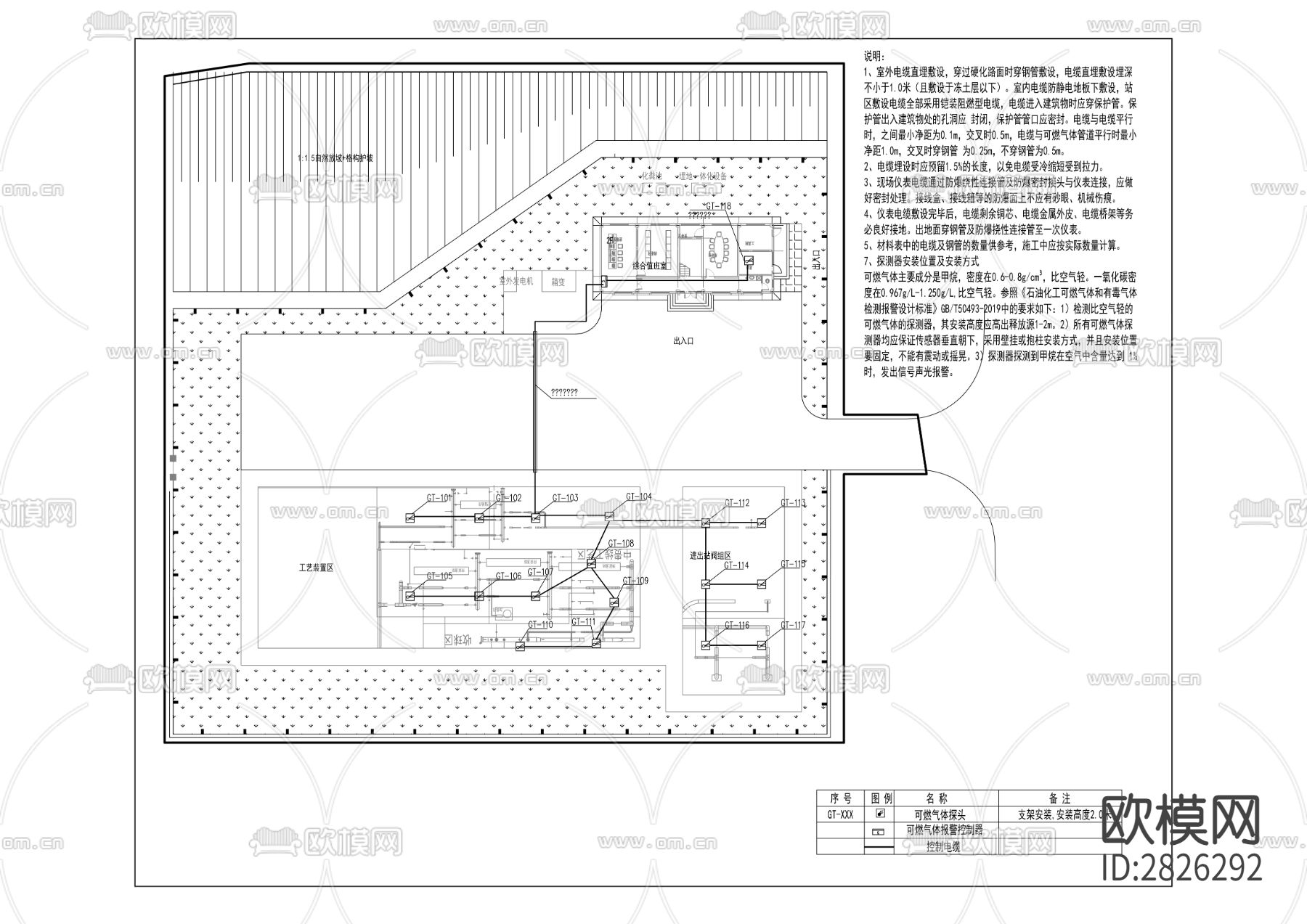 天然气外环管网及区域中心cad施工图下载（渲染图7）