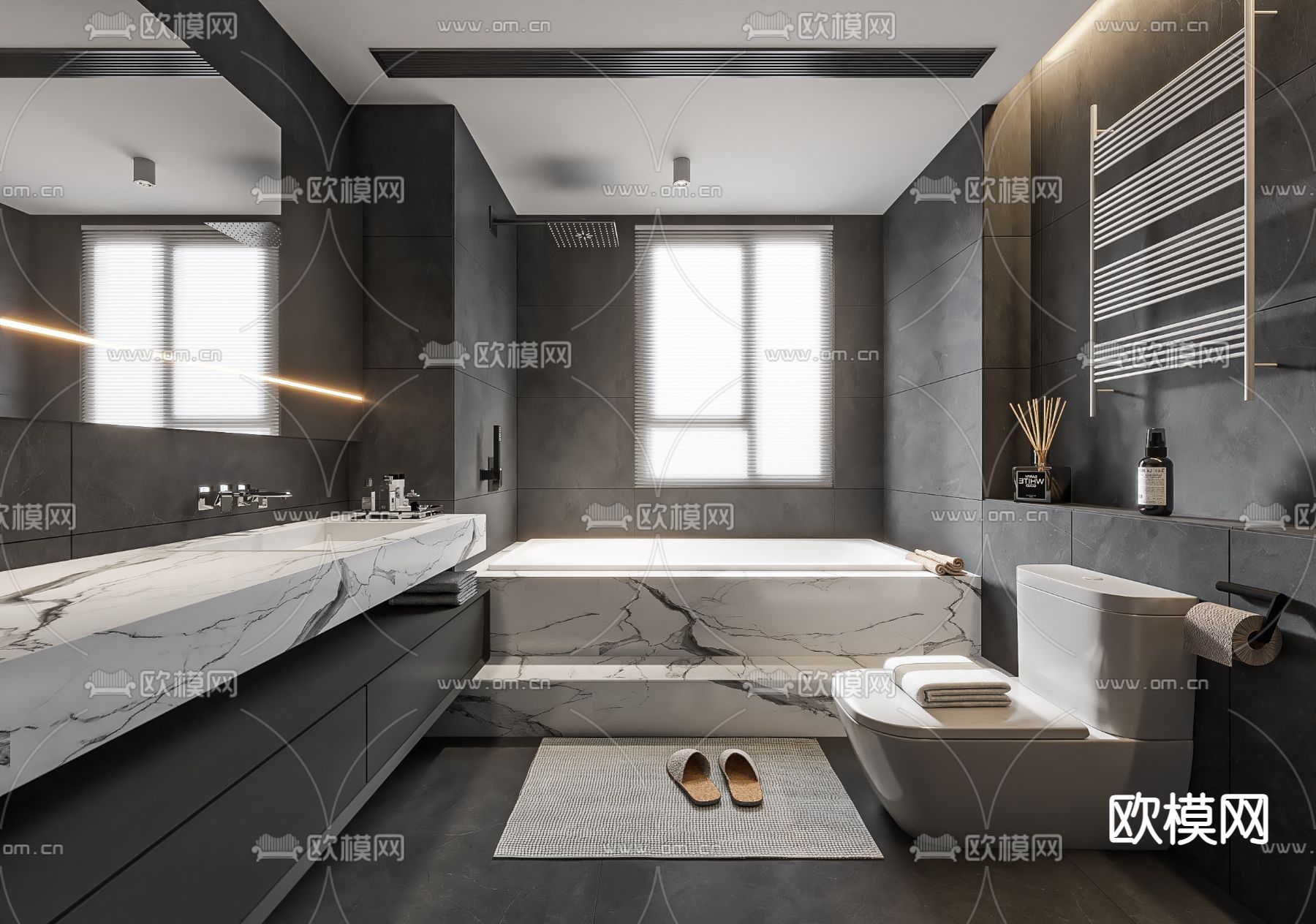 现代卫生间 浴室su模型下载（渲染图1）