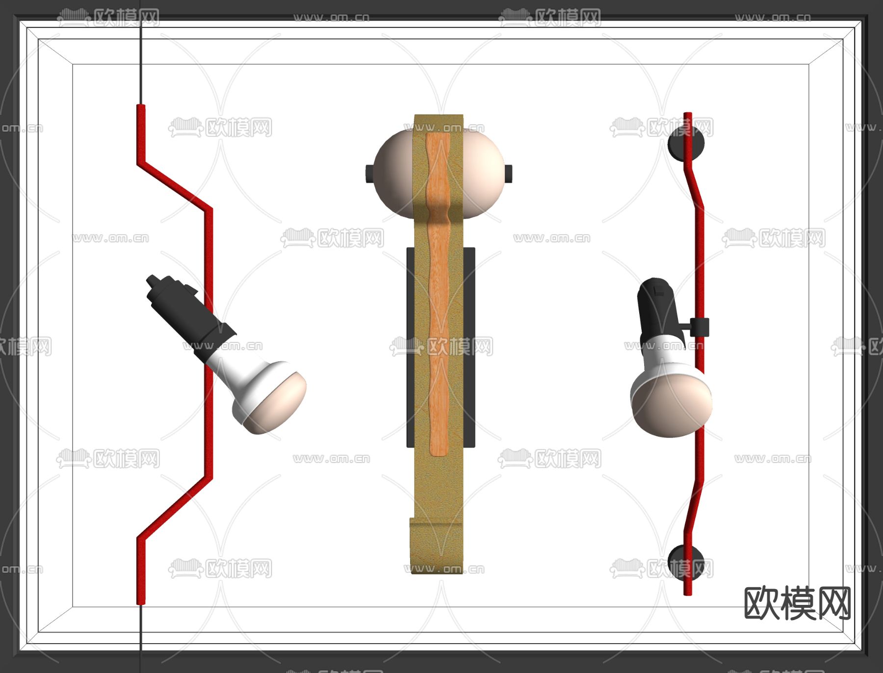 工业风创意壁灯su模型下载（渲染图2）