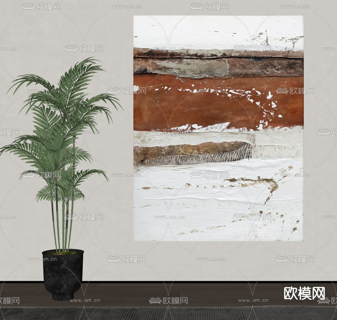 侘寂风装饰画su模型