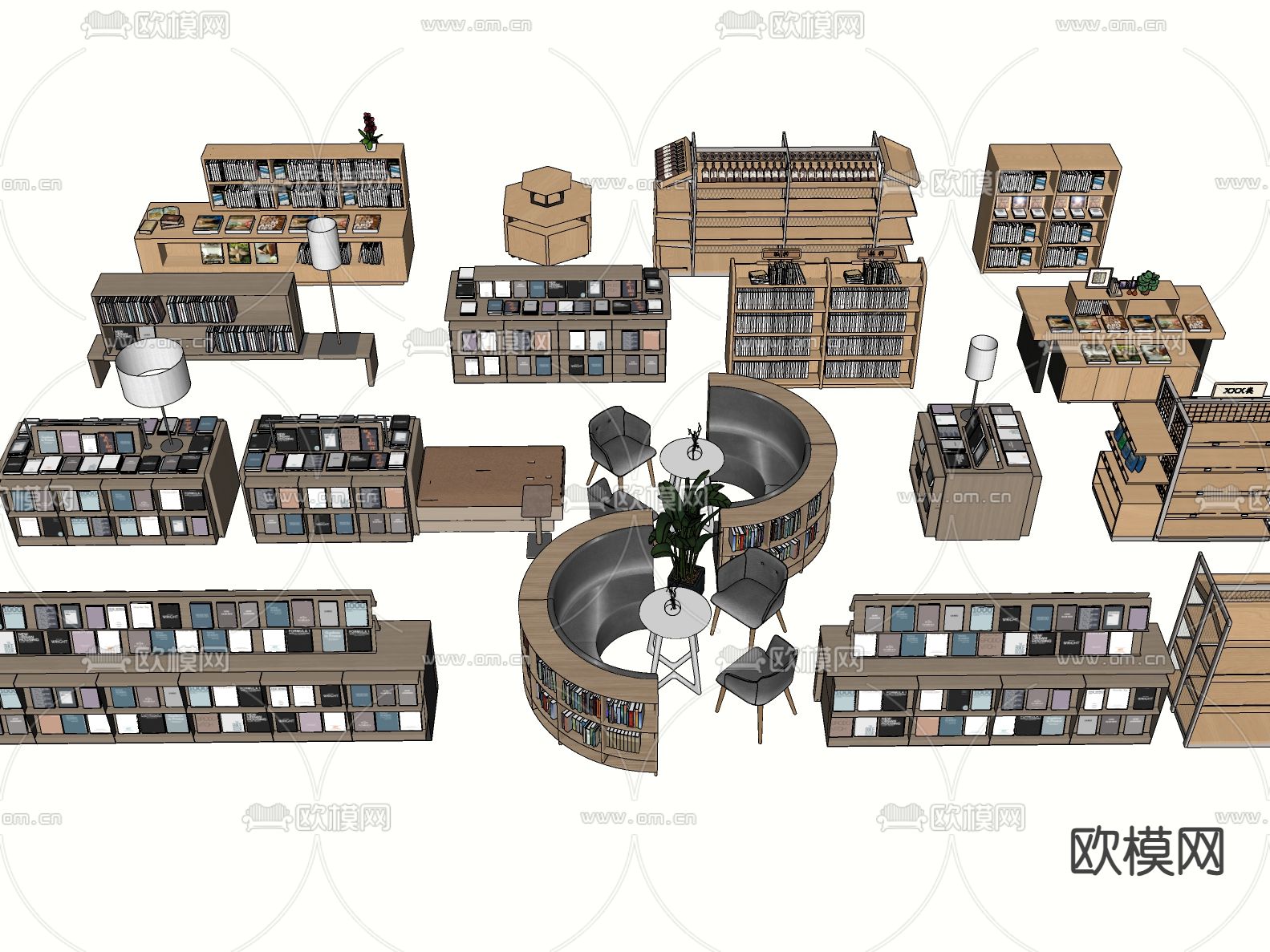 展台 书架su模型