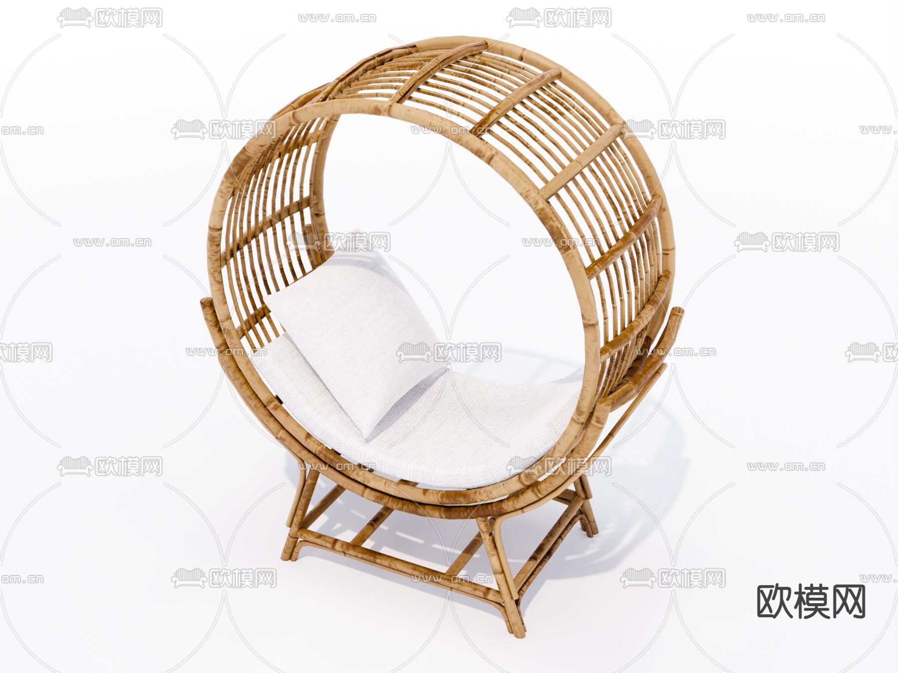 户外沙发 圆形藤编沙发su模型下载（渲染图1）