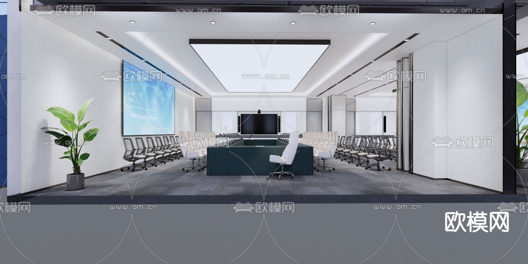 现代会议室su模型