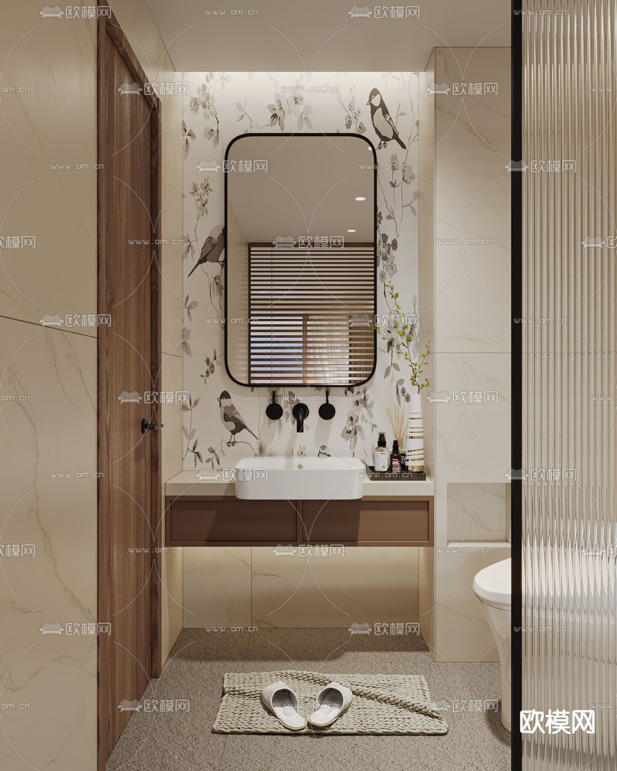 侘寂海景客房su模型下载（渲染图3）