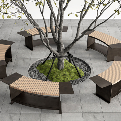  树池椅 公共椅 户外椅su模型 